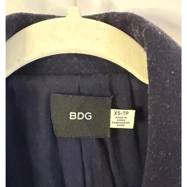 BDG Urban Outfitters Navy Blue Wool Blend Melton Boyfriend Coat Women's sz. XS - Image 4