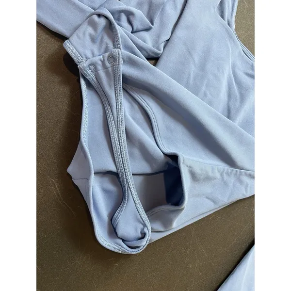 Babaton Aritzia Contour Bodysuit Blue Square Neck Long Sleeve Fitted S - Image 10