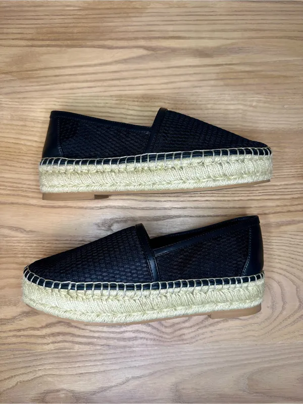 Steve Madden Baywalk Black Mesh Espadrille Platform Flat - Image 3