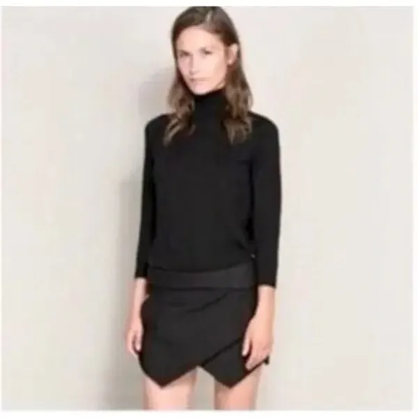 Zara Symmetrical Wrap Style Envelope City Skort Pockets Back Zipper S Black - Image 12