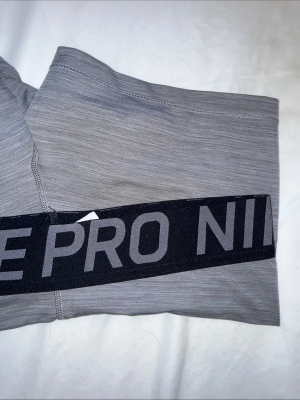 Nike Pro Gray Compression Bike Shorts Black Waistband Large spandex volleyball - Image 4