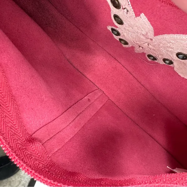 Faded Glory Pink leather side studded small Shoulder Bag with Butterfly Y2K - Image 6