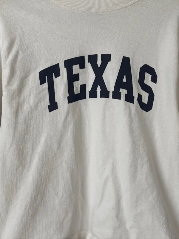 Brandy Melville Texas long sleeve tee crewneck pullover sweatshirt varsity navy - Image 3