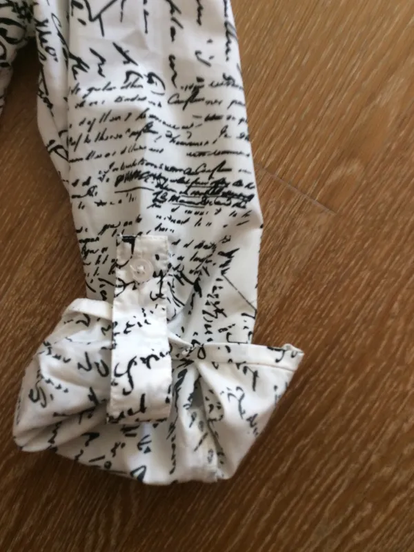 unique long straight newspaper dress black and white used - Image 6