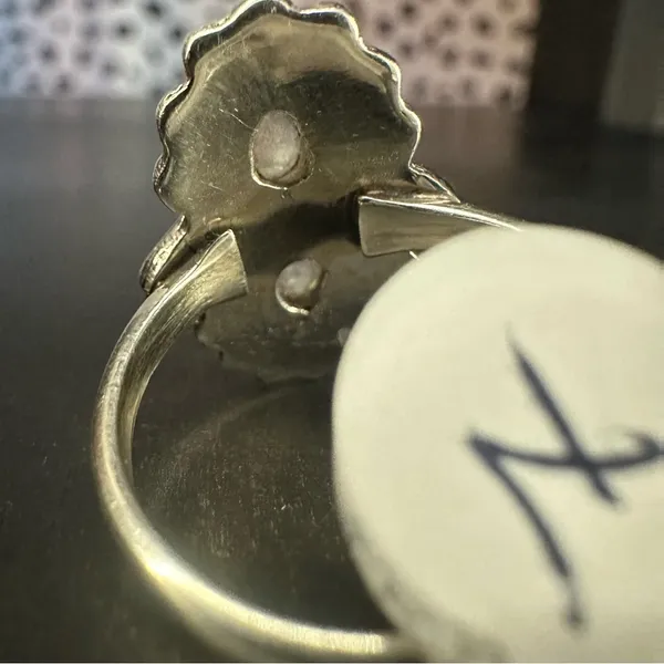 NWT Sterling Silver Double Moonstone Ring Intricate Silver Work Setting - Image 4