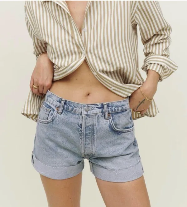Reformation Charlene High-Rise Cuffed Jean Shorts - Image 2