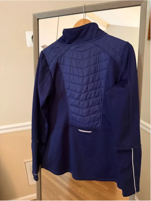 Champion Women's Duo Dry Quilted Jacket Blue White Large - Image 5