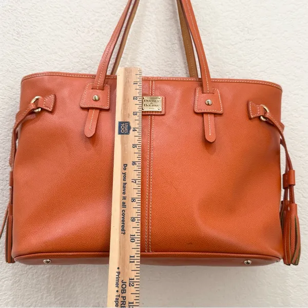 Authentic Dooney & Bourke Davis Tassel Orange Saffiano Leather Large Tote Bag - Image 10