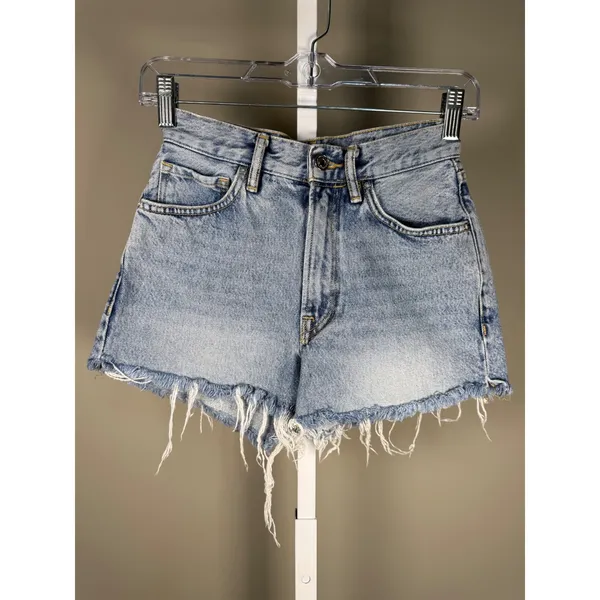 AllSaints Denim Shorts Raw Hem High Rise Festival Boho Summer Size‎ 25 - Image 2