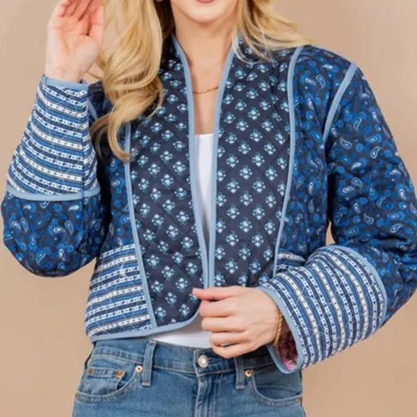 Fancy D Boutique Paisley Print Reversible Crop Jacket Pink - Image 2