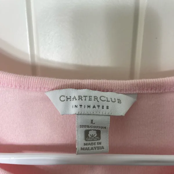 Charter Club women’s light pink v-neck cut short sleeve simple‎ tshirt large - Image 3