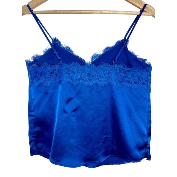 Abercrombie & Fitch Royal Blue Satin Lace Cami Camisole Tank Top Womens Size S - Image 3