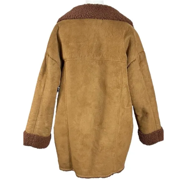 Free People Western Bohemian Retro 70s Faux Sherpa Suede Diogo Coat Size XL - Image 7
