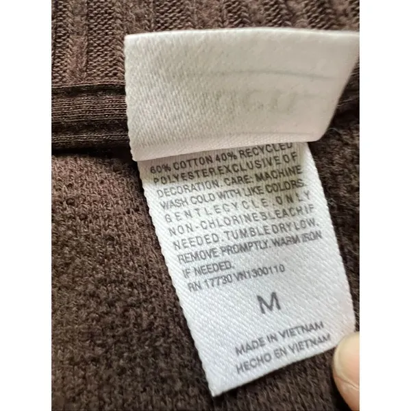 Auden Brown Teddy Cropped Fleece Crew Neck Sweater Medium - Image 4