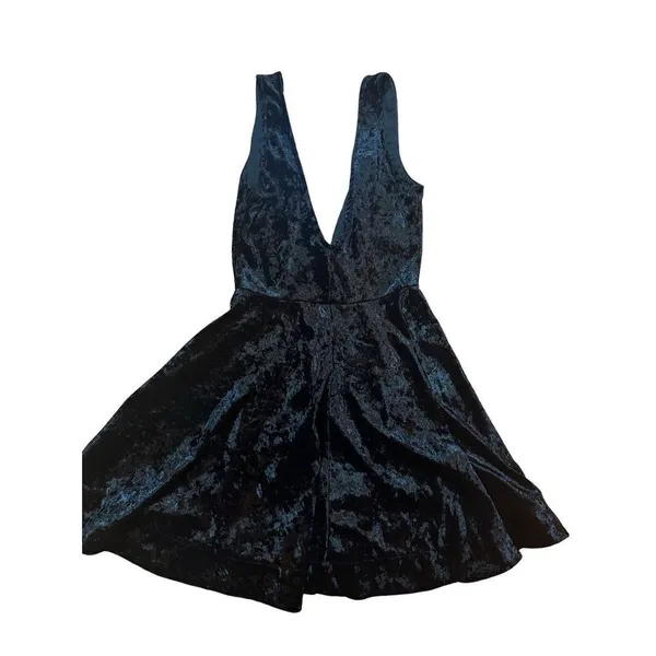Lulus This Night Black Velvet Backless Skater‎ Dress Sz S - Image 10