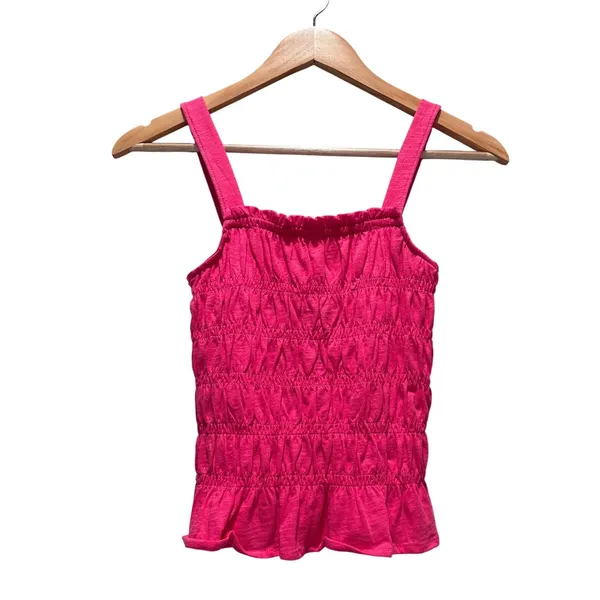 Universal Thread Hot Pink Cotton Smocked‎ Tank Top Size Small Barbie Summer - Image 2