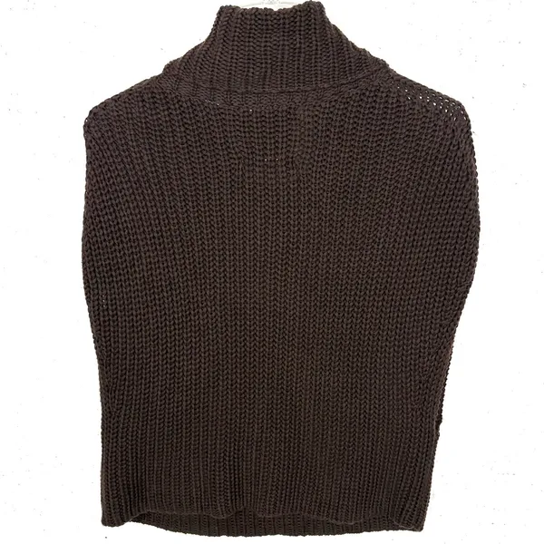 525 America Cate Cotton Sleeveless Turtleneck Sweater Chocolate Brown Size Small - Image 4