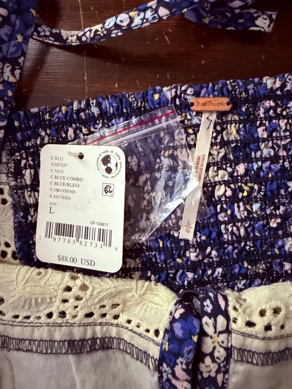 Free People Blue Floral Open Back Tank - Image 5