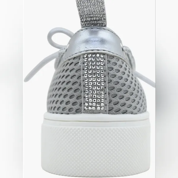 Kenneth Cole Reaction Silver Mesh Platform Lace-Up Sneakers - Image 5