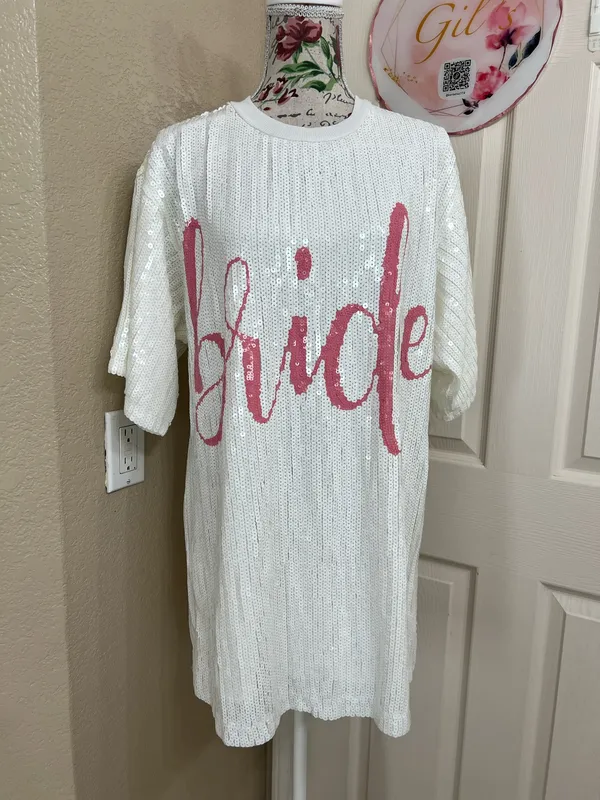 Forever 21 White Sequin Bride Tunic Dress size S/M - Image 2