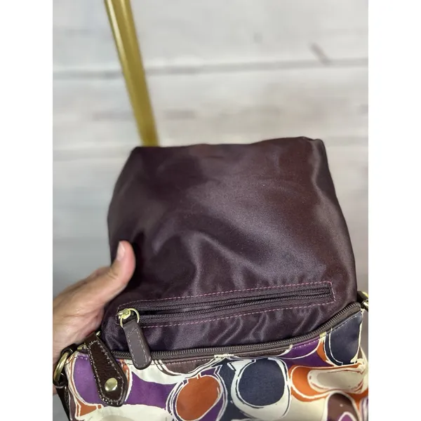 Coach Ashley Scarf Print Swingpack Crossbody Purse Signature C Satin Handbag - Image 8