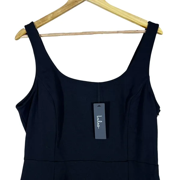NWT Lulus Social Sensation Mini Dress Solid Black Classic Side Slit Size XL - Image 4