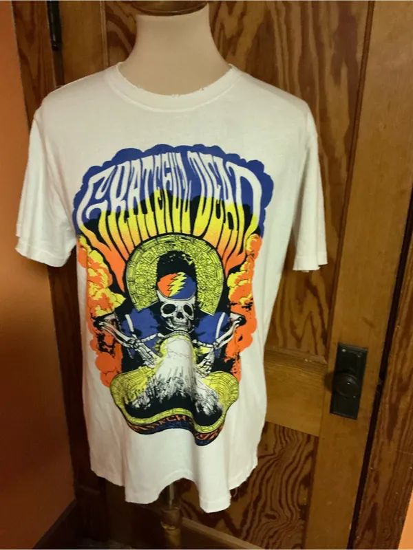Grateful Dead Crystal Ball Skeleton Junk Food Clothing Made USA Tee M - Image 7