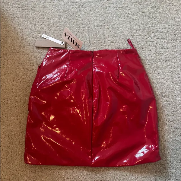 DO+BE Leather Red Mini Skirt - Image 5