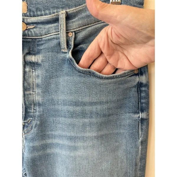 Mother Tripper Ankle Fray Jeans Womens 32 Blue Distressed Raw Hem Bohemian - Image 5