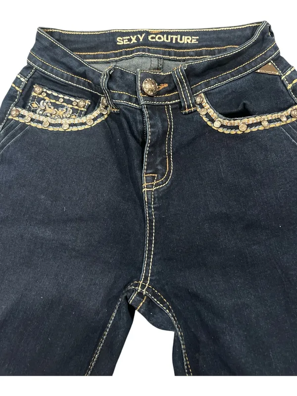 Sexy Couture Rhinestone Flare Jeans - Fits XS/S (Stretch 22" Waist) - Image 3