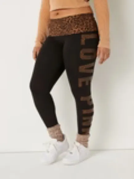 PINK Victoria's Secret Cheetah Mid Rise Fold Over Legging - Image 4