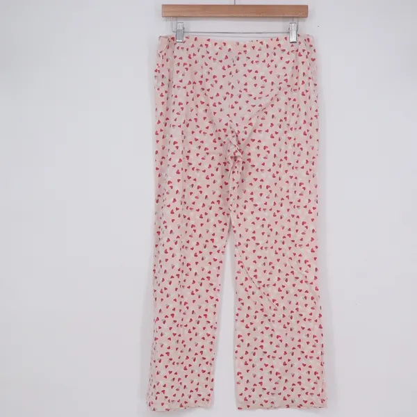 Jane & Bleecker Pink Heart Print Pajama Pants Women's Medium Relaxed Lounge - Image 5