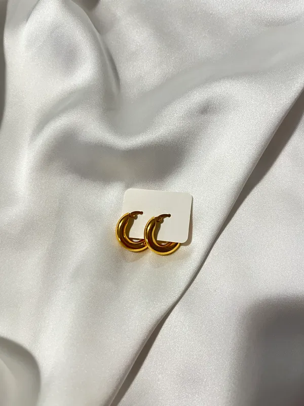 Chunky Gold Hoops 18k Gold Plated Stylish Hoops - Image 4