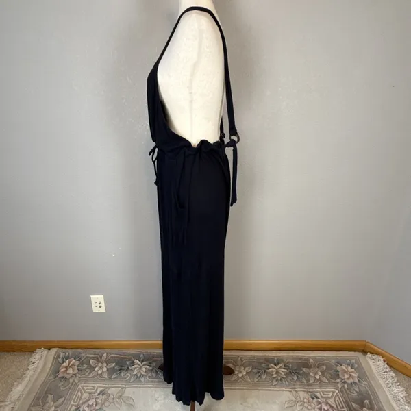 Free People Beach Salopette Shelby Wide Leg Jumpsuit Overall Size M Black Pocket - Image 4