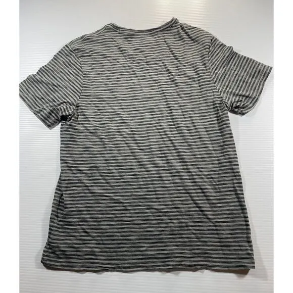01.ALGO Striped Short Sleeve‎ T-Shirt Casual Basic Tee Gray Black Stripes M - Image 4