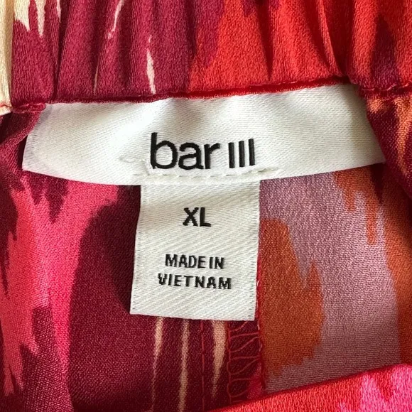 Bar III Abstract Ikat Print Tie Waist Shorts‎ Pink Red Boho Summer Size XL - Image 7