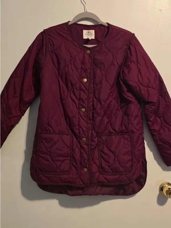 St. John's Bay Quilted Wine-Red Puffer Jacket - Image 4