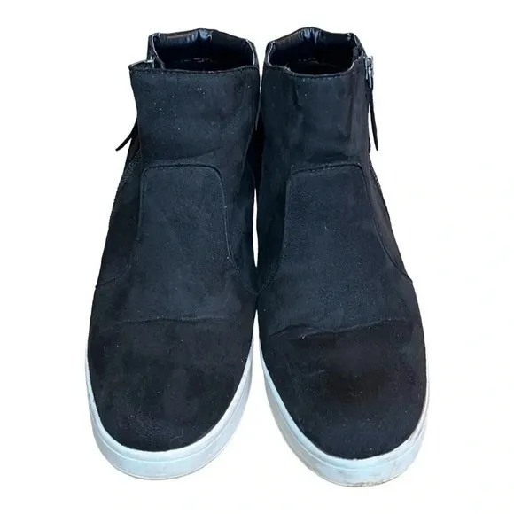 Serra Hidden Wedge Sneaker Women‎ Size 10 Black Faux Suede Zip Bootie Platform - Image 3