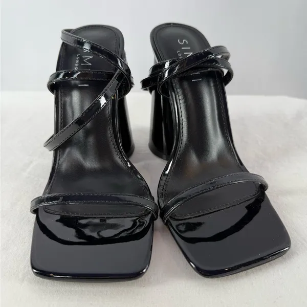Simmi London Square Toe Strappy Chunky Round Heels in‎ Black Size 5 - Image 2