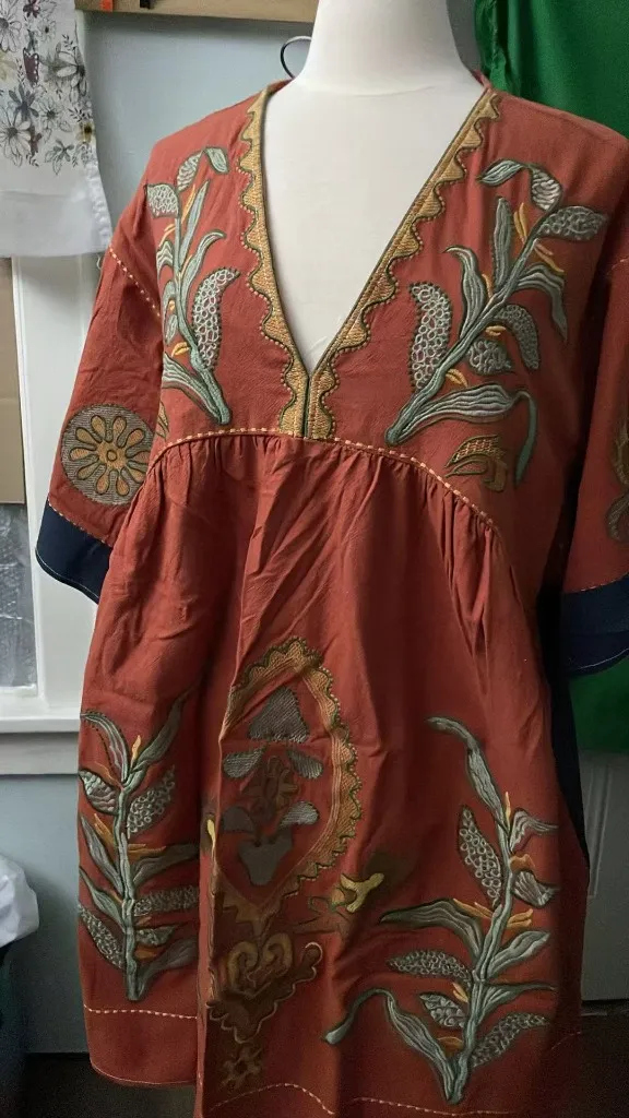 Women's oversized embroidered dress With 3/4 sleeve - Image 7