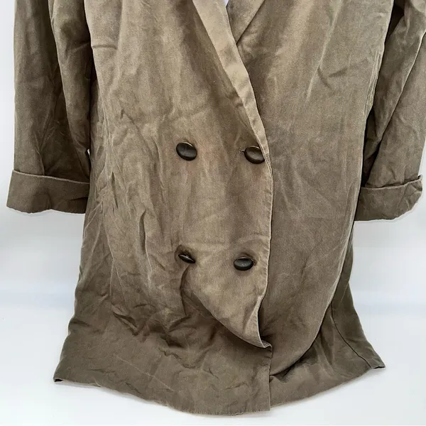 Lovers + Friends Olive Green Double-Breasted Trench Short Coat/Long Jacket-Sz S - Image 9