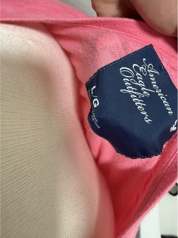 Y2K American Eagle Pink Deep V Neck Long Sleeve Peace L - Image 2