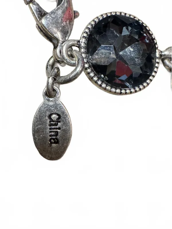 Multicolor Crystal Statement Necklace Silver - Image 3