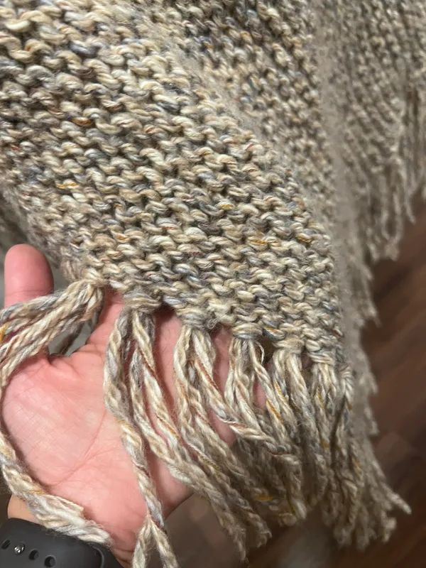 Handmade WoolBlend Elegant Poncho Tan Size M - Image 4