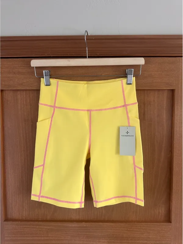 NWT Tuckernuck Sundaze Compression Biker Shorts Yellow & Pink 7” Women’s size XS - Image 13