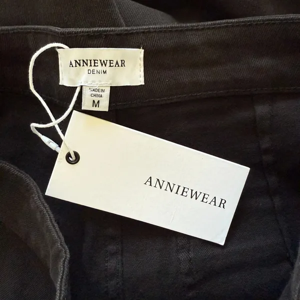 Annie Wear Raw Hem Black Cargo Wide Leg Cropped Jeans Edgy Utility Streetwear M - Image 5