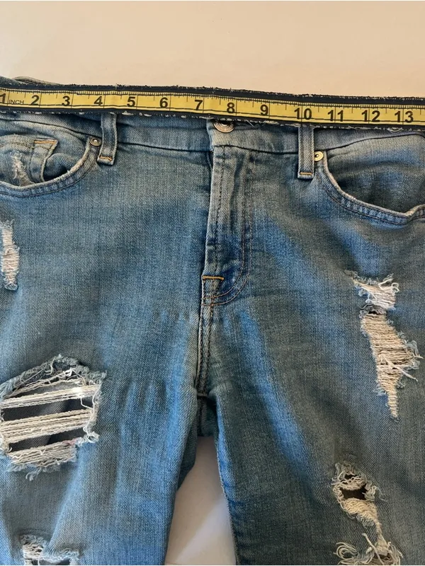 7 For All Mankind Light Blue Distressed Skinny Jeans - Image 8