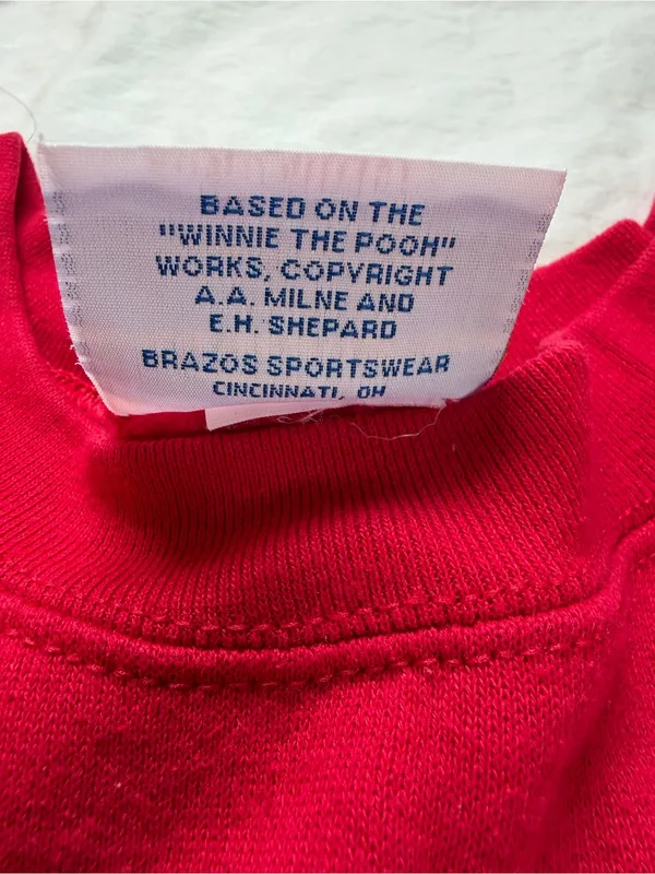 Vintage Disney Winnie the Pooh Embroidered Red Crewneck Sweatshirt‎ - Image 5