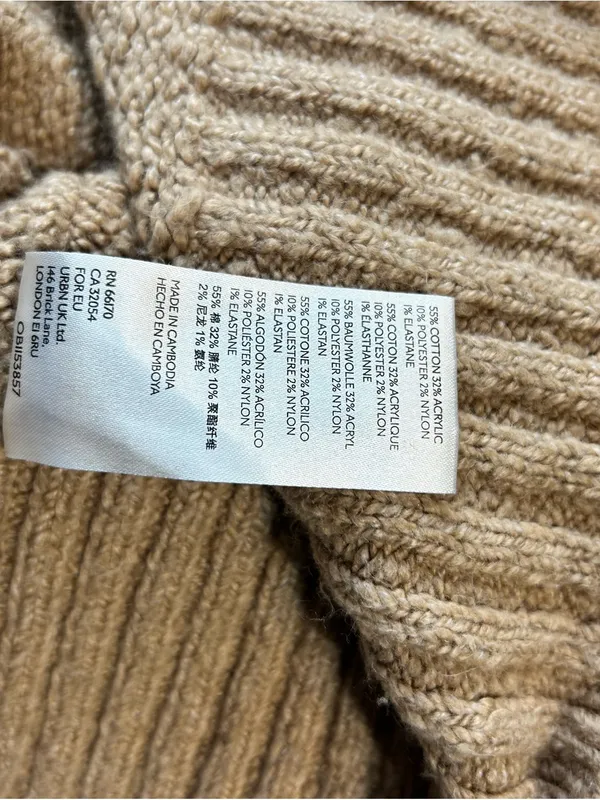 Free People Brookeside Women's Oversized Sweater Tan Size XL - Image 7