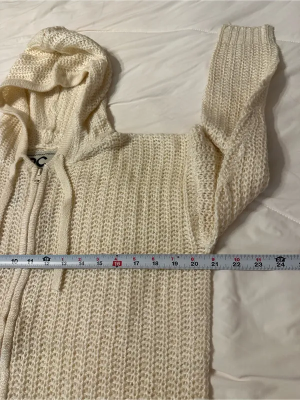 Culture Couture Cream Knit Zip-Up Hooded Sweater - NWT - Size XS (oversized) - Image 8